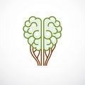 Tree Brain concept, the wisdom of nature, intelligent evolution. Human anatomical brain in a shape of green tree. Brain feeding Royalty Free Stock Photo