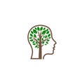 Tree brain logo concept. Human mind, growth icon isolated on white background Royalty Free Stock Photo