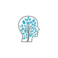 Tree brain logo concept. Human mind, growth icon isolated on white background Royalty Free Stock Photo