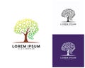 Tree with Brain logo design template, Brain Colorful logo design Vector Royalty Free Stock Photo