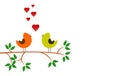 Tree on the branch birds in love, concept