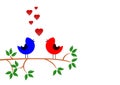 Tree on the branch birds in love, concept Royalty Free Stock Photo