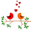 Tree on the branch birds in love, concept Royalty Free Stock Photo