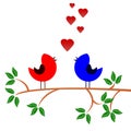 Tree on the branch birds in love, concept Royalty Free Stock Photo