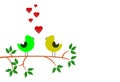 Tree on the branch birds in love, concept Royalty Free Stock Photo