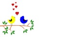 Tree on the branch birds in love, concept Royalty Free Stock Photo