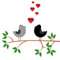 Tree on the branch birds in love, concept Royalty Free Stock Photo