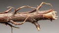 Of a tree branch features textured bark with peeling layers revealing Royalty Free Stock Photo