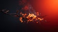 A tree branch with fire and smoke coming out of it, AI Royalty Free Stock Photo
