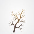 Tree branch without leaves silhouette. Tree branch vector illustration Royalty Free Stock Photo