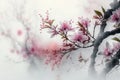 A tree branch of spring blossoms with a pink background Royalty Free Stock Photo