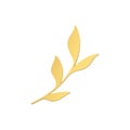 Tree branch stem foliage natural plant golden metallic premium decor element 3d icon vector