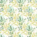 Tree branches seamless pattern. Green leaves silhouette wallpaper. Decorative twigs. Nature background Royalty Free Stock Photo