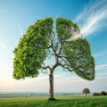 Tree in Shape of Lungs, Eco Concept Royalty Free Stock Photo