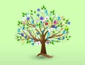 Tree business people social media icons logo Royalty Free Stock Photo