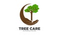 Tree care illustration logo design icon vector