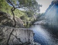 Chassezac river bank in lozere, cevenne, france