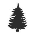 Tree, Christmas fir tree, black silhouette isolated on white background. Vector, spruce tree silhouette, vector illustration Royalty Free Stock Photo