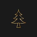 Tree, christmas gold icon. Vector illustration of golden particle background Royalty Free Stock Photo