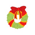 tree christmas wreath cartoon vector illustration Royalty Free Stock Photo