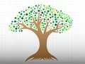 A tree with circle leaves and roots logo icon