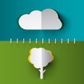 Tree - Cloud Paper Cut Vector Notebook