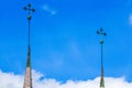 Tree clover Church spire at a the sky Royalty Free Stock Photo