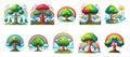 Tree collection rainbow nature elements Royalty Free Stock Photo