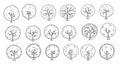 Tree collection top view styles botanical garden design element Royalty Free Stock Photo