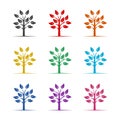 Tree color icon set isolated on white background Royalty Free Stock Photo