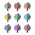 Tree color icon set isolated on white background Royalty Free Stock Photo