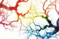 tree of colored neurons on a white background, neurography, expansion Royalty Free Stock Photo
