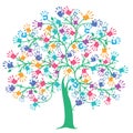 Tree with colorful hand prints Royalty Free Stock Photo