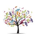 Tree with colorful music notes Royalty Free Stock Photo