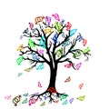 Tree with colorful symbols of lesbian couple