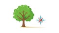 Tree with Compass Nature Navigation Symbol Vector, vector design Generative AI Royalty Free Stock Photo