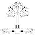 Tree Computer chip Electronic circuit board vector concept for technology and finance concept and education for future