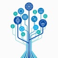 Tree of computer tecnology icons connection concept. Electronic system network. Royalty Free Stock Photo