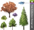 Tree correction design set. 3D Illustration. Royalty Free Stock Photo