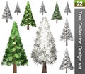 Tree correction design set. 3D Illustration. White background isolate. Royalty Free Stock Photo