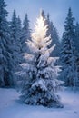 a tree covered in snow