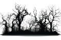 Tree Crown Silhouettes On White Background, Halloween. Generative AI