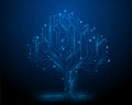 tree data technology on blue dark background. digital circuit board internet connection. vector illustration futuristic hi-tech