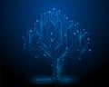 tree data technology on blue dark background. digital circuit board internet connection. vector illustration futuristic hi-tech Royalty Free Stock Photo