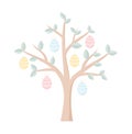 A tree decorated with colorful Easter eggs, isolated on a white background. Vector illustration Royalty Free Stock Photo