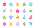 Tree Decorations color silhouette icons vector set Royalty Free Stock Photo