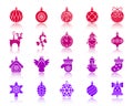 Tree Decorations color silhouette icons vector set Royalty Free Stock Photo