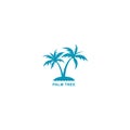 Palm tree logo vector illustration, design two silhouette blue palm trees Royalty Free Stock Photo