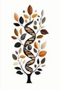 Tree with DNA helix and colorful leaves Royalty Free Stock Photo