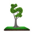 Tree with dollar sign shape leaves, grass land, 3D illustration Royalty Free Stock Photo